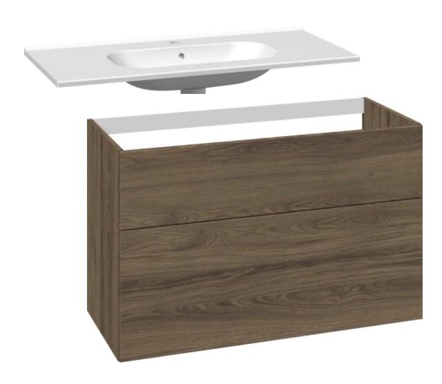 Dansani Luna Urban 100 møbelsæt m/Kantate vask og skuffer - Høj - Brun eg