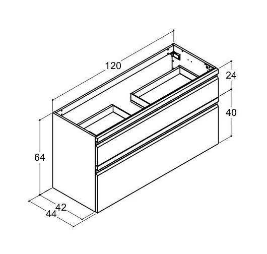 Dansani Luna vaskeskab 120*64 m/skuffer - Hvid mat lak Dansani Luna vaskeskab 120*64 m/skuffer - Hvid mat lak