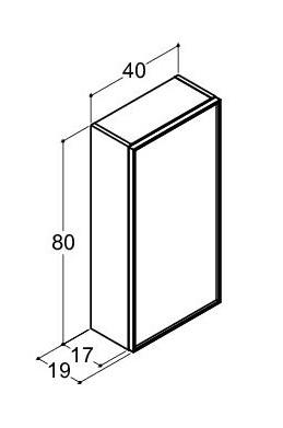 Dansani Luna Urban overskab - Højrehængslet - Grå mat/Sort ramme