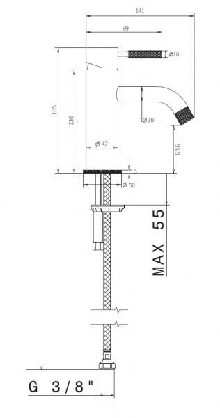 Cassøe Noba W6 håndvaskarmatur - Børstet kobber