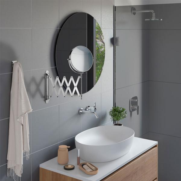 Beslagsboden Glow makeupspejl m/saksearm og 7x forstørrelse - Krom