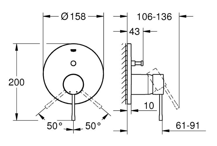 Grohe Essence komplet indbygningspakke til badekar - Børstet warm sunset Grohe Essence komplet indbygningspakke til badekar - Børstet warm sunset