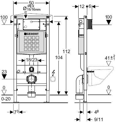 Geberit iCon mat hvid væghængt toilet inkl. sæde m/SoftClose, høj cisterne og betjening i hvid