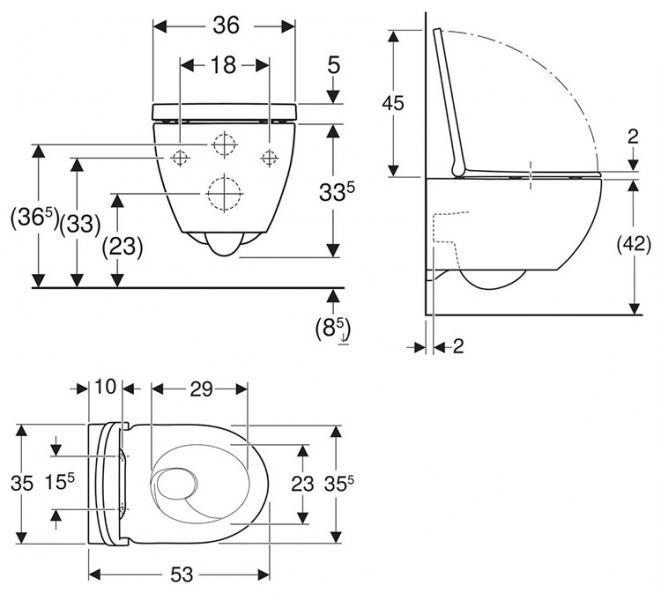 Geberit Acanto Rimless væghængt inkl. sæde m/SoftClose, cisterne og betjening i hvid