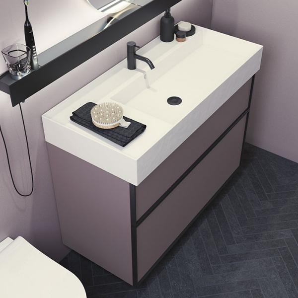 Dansani Luna Azym 101 asymmetrisk håndvask t/møbel - Højre - 1 hanehul Dansani Luna Azym 101 asymmetrisk håndvask t/møbel - Højre - 1 hanehul