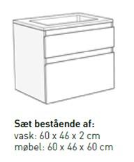 Sanibell Proline m&oslash;bels&aelig;t 60 m/integrerede greb - H&oslash;j model - Ideal eg