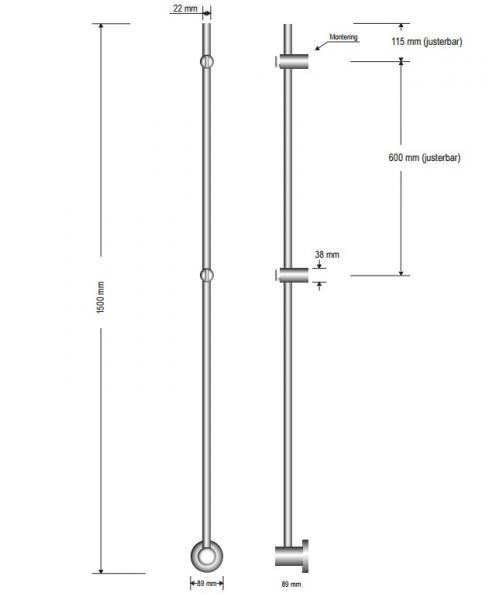 Strømberg Tyholt håndklædetørrer - 9x150 cm - Sort Strømberg Tyholt håndklædetørrer - 9x150 cm - Sort