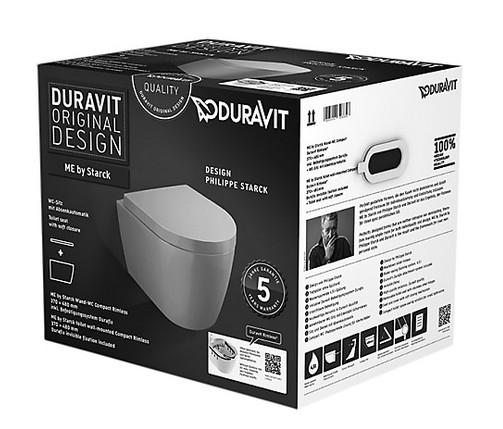 Duravit Me by Starck Compact Rimless væghængt toilet inkl sæde m/softclose Duravit Me by Starck Compact Rimless væghængt toilet inkl sæde m/softclose