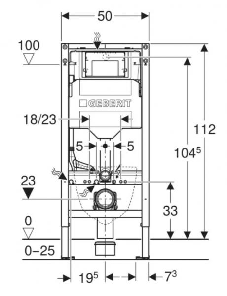 Geberit Duofix element til væghængt toilet m/Sigma indbygningscisterne 112 cm