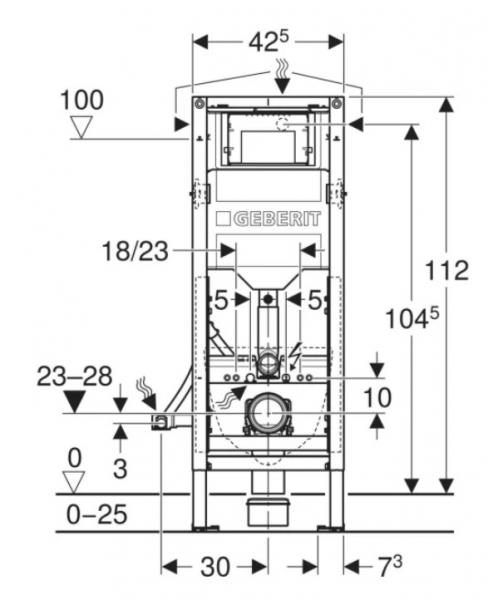 Geberit Duofix element til væghængt toilet 112 m/Sigma indbygningscisterne - Barrierefri