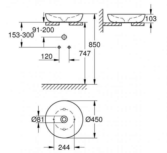 Grohe Essence Ø45 fritstående bowlevask - Uden overløb Grohe Essence Ø45 fritstående bowlevask - Uden overløb