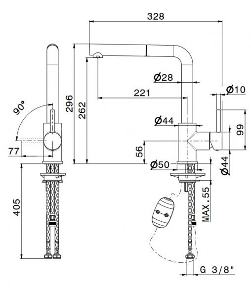 Cassøe Newform X-Trend køkkenarmatur m/udtræk - Krom Cassøe Newform X-Trend køkkenarmatur m/udtræk - Krom