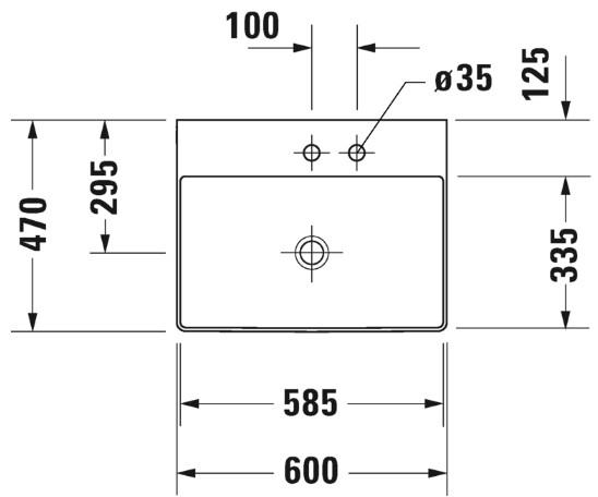 Duravit Durasquare 60 håndvask t/væg eller møbel Duravit Durasquare 60 håndvask t/væg eller møbel