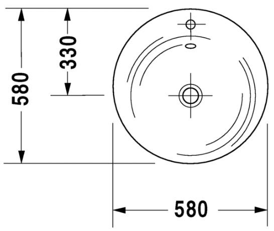 Duravit Starck 1 Ø58 håndvask t/møbel eller nedfældning - 1 hanehul