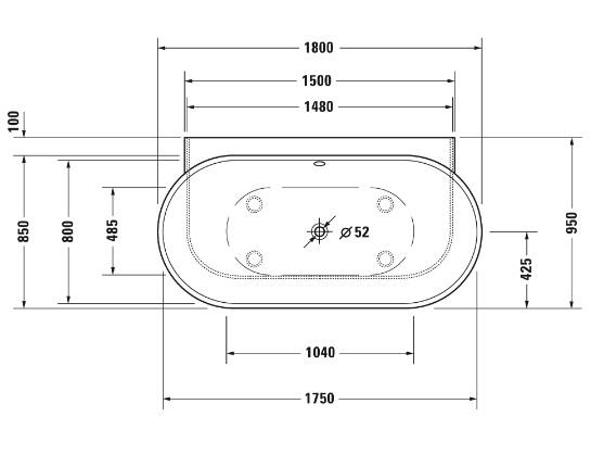Duravit Luv Back-to-wall fritst&aring;ende kar - 1800x950mm - Hvid mat