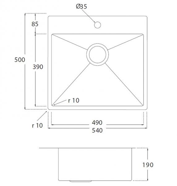 Lavabo Kubus 540 Soft køkkenvask - Messing PVD