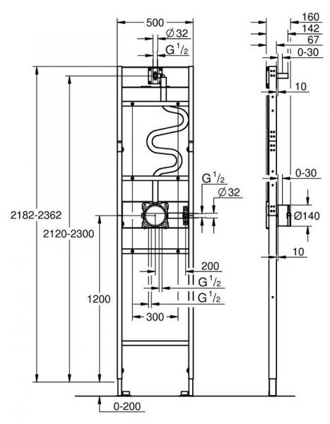 Grohe New Rainshower 210 komplet brusesystem m/Shower Frame