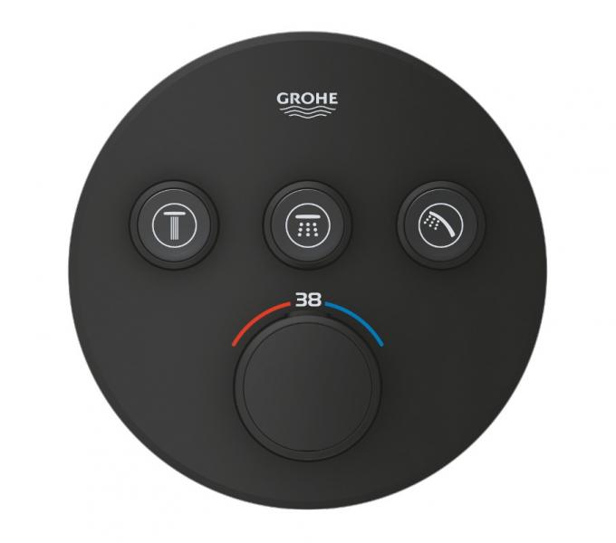 Grohe Grohtherm SmartControl indbygningsarmatur m/3 udtag - Mat sort Grohe Grohtherm SmartControl indbygningsarmatur m/3 udtag - Mat sort