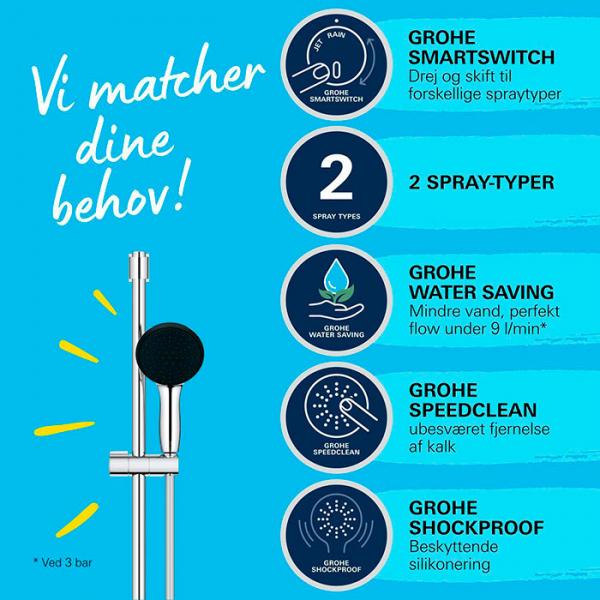 Grohe Vitalio Start 110 brusesæt 2 sprays m/WaterSaving Grohe Vitalio Start 110 brusesæt 2 sprays m/WaterSaving