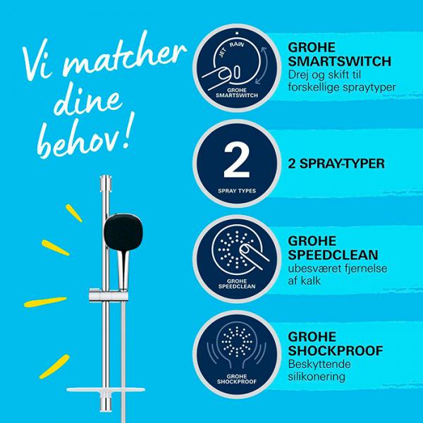 Grohe Vitalio Comfort 110 brusesæt 2 sprays inkl. brusehylde Grohe Vitalio Comfort 110 brusesæt 2 sprays inkl. brusehylde