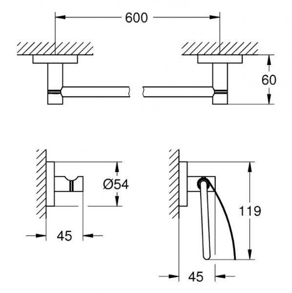 Grohe Essentials tilbehørssæt 3 i 1 - Steel Grohe Essentials tilbehørssæt 3 i 1 - Steel