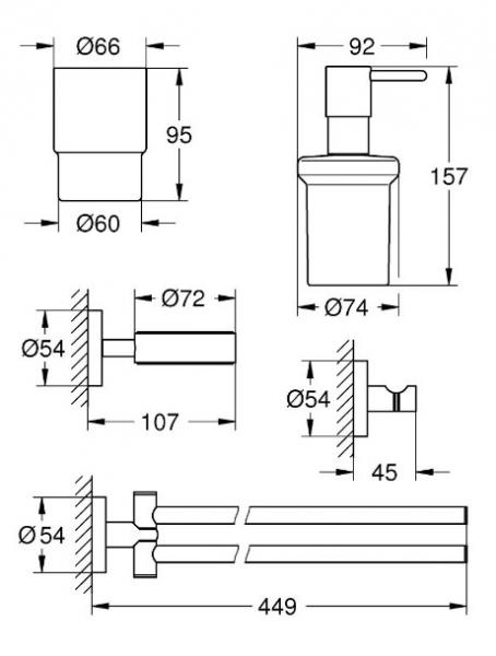 Grohe Essentials tilbehørssæt 4 i 1 - Krom Grohe Essentials tilbehørssæt 4 i 1 - Krom