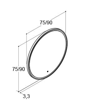 Dansani Mido+ Shine 90 rundt spejl m/lys og sort ramme Dansani Mido+ Shine 90 rundt spejl m/lys og sort ramme