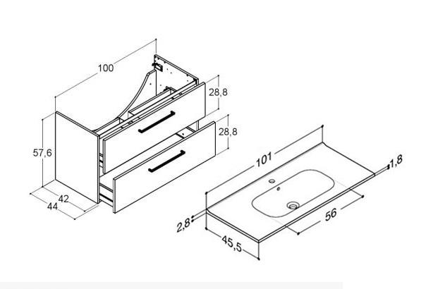 Dansani Mido+ 100 møbelsæt m/Kantate vask - Mat hvid Dansani Mido+ 100 møbelsæt m/Kantate vask - Mat hvid