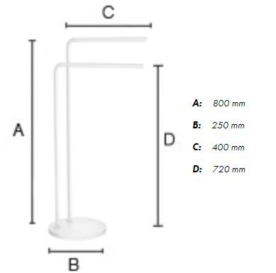 Beslagsboden dobbelt håndklædestang t/gulv - Mat sort