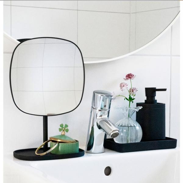 Beslagsboden Glow makeupspejl på fod m/bakke og 7x forstørrelse - Mat sort