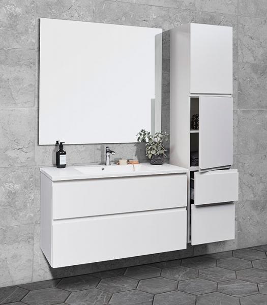 Cassøe Front højskab m/2 låger og 2 skuffer - Venstrehængslet - Mat hvid