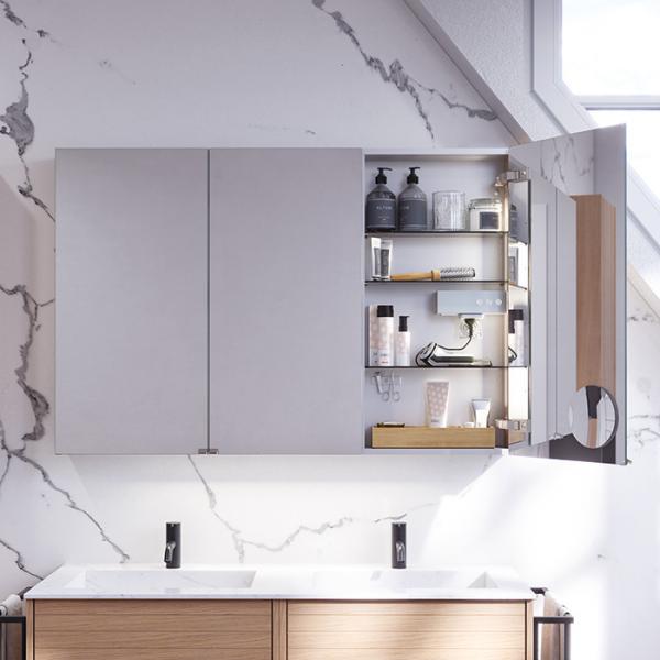 Dansani Style 120 spejlskab m/3 låger og lysstyring - Lys eg