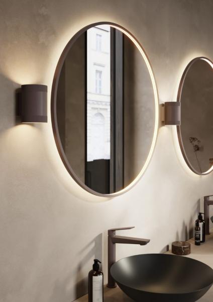 Cassøe Siena rundt spejl m/LED lys Ø80 - Mat bronze Cassøe Siena rundt spejl m/LED lys Ø80 - Mat bronze