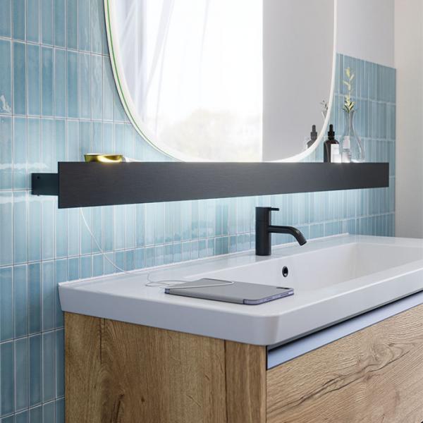 Dansani Luna Classic 120 møbelsæt m/Larghetto vask og integrerede greb - Natur eg/sort