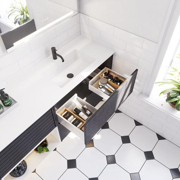 Dansani Luna Classic 220 møbelsæt m/Minore dobbeltvask og lameller - Eg noir