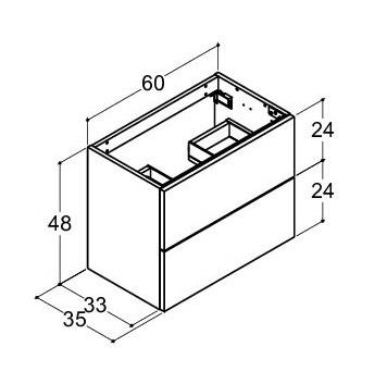 Dansani Luna Urban 60 mini møbelsæt m/Mini Minore vask og skuffer - Brun eg