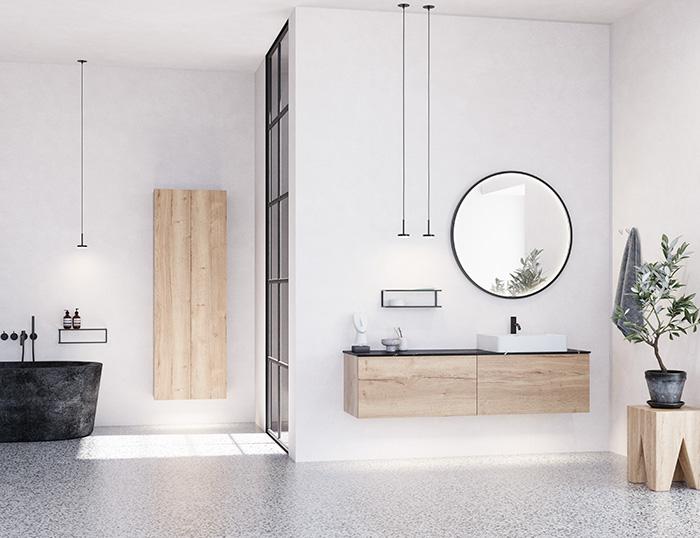 Dansani Luna Urban 160 møbelsæt m/Cube håndvask og skuffer - Natur eg Dansani Luna Urban 160 møbelsæt m/Cube håndvask og skuffer - Natur eg