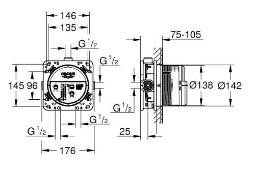 Grohe Essence komplet indbygningspakke til badekar - Børstet warm sunset Grohe Essence komplet indbygningspakke til badekar - Børstet warm sunset