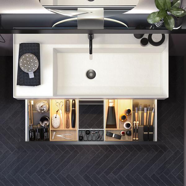 Dansani Luna Azym 101 asymmetrisk håndvask t/møbel - Højre - 1 hanehul Dansani Luna Azym 101 asymmetrisk håndvask t/møbel - Højre - 1 hanehul