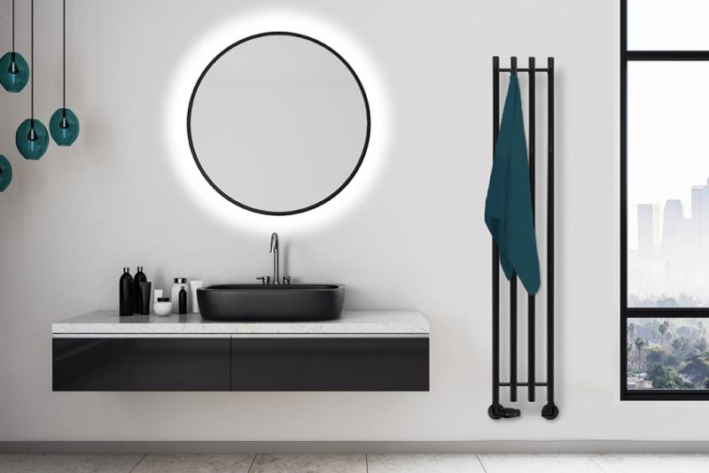 Kriss Vega håndklædetørrer - 10,6x142 cm - Mat sort Kriss Vega håndklædetørrer - 10,6x142 cm - Mat sort