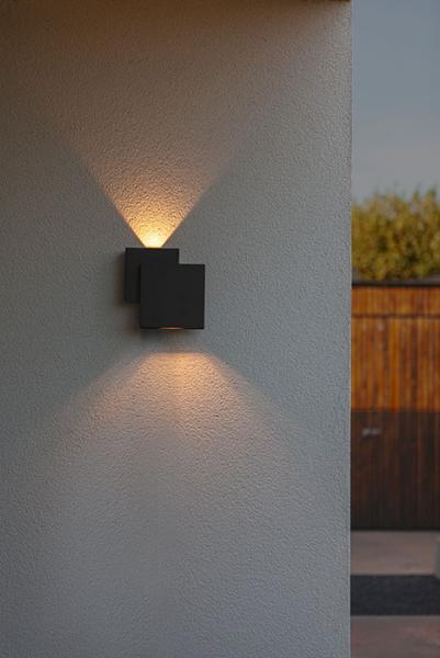 Lutec Modern Rialto udendørslampe til væg - 3 lysmønstre