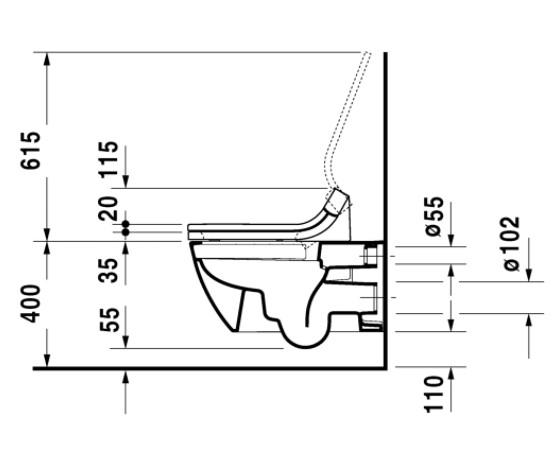 Duravit Happy D.2 Rimless h&aelig;ngesk&aring;l m/wonderglis til sensowash s&aelig;de