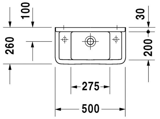 Duravit Starck 3 50 håndvask t/væg - Med/uden hanehul Duravit Starck 3 50 håndvask t/væg - Med/uden hanehul