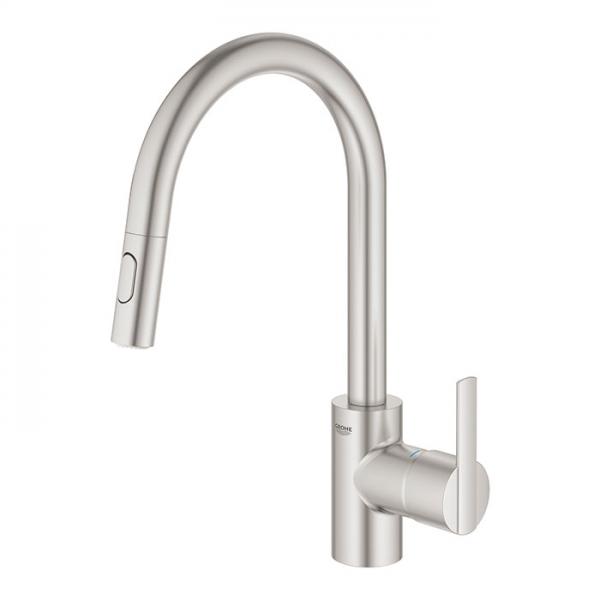 Grohe Feel køkkenarmatur m/udtræk og svingtud - Steel Grohe Feel køkkenarmatur m/udtræk og svingtud - Steel