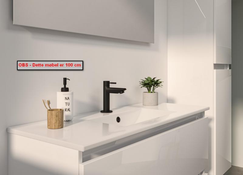 Sanibell Basicline møbelsæt 60 m/integrerede greb - Hvid højglans Sanibell Basicline møbelsæt 60 m/integrerede greb - Hvid højglans