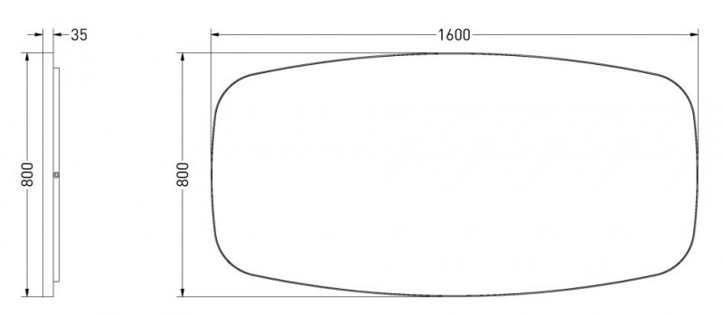 Sanibell Ink SP30 superellipse spejl m/backlight, varme og sensor 160 x 80 cm - Mat sort