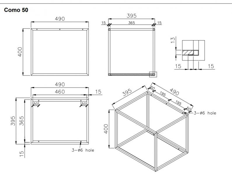 Cassøe Como 50 håndvask t/væg m/stel og hylde - Sort Cassøe Como 50 håndvask t/væg m/stel og hylde - Sort