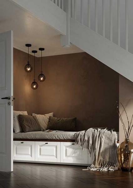 Cassøe Luna pendel m/mørktonet glas - Mat sort