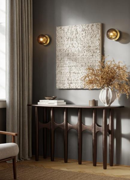 Cassøe Muro væglampe m/bruntonet glas - Børstet messing