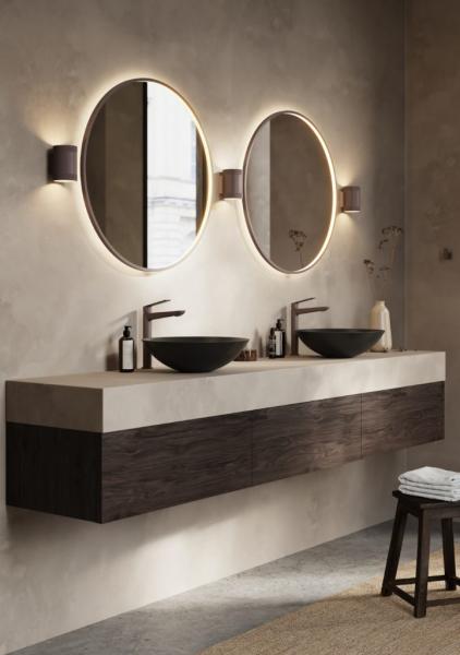 Cassøe Siena rundt spejl m/LED lys Ø80 - Mat bronze Cassøe Siena rundt spejl m/LED lys Ø80 - Mat bronze